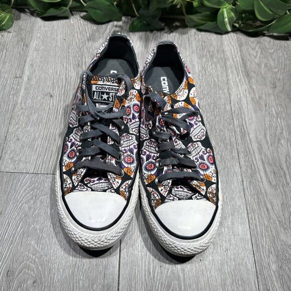 Converse All Star Sugar Skull Lace Up Low Top Sneakers Size M6 W8 - Picture 2 of 9